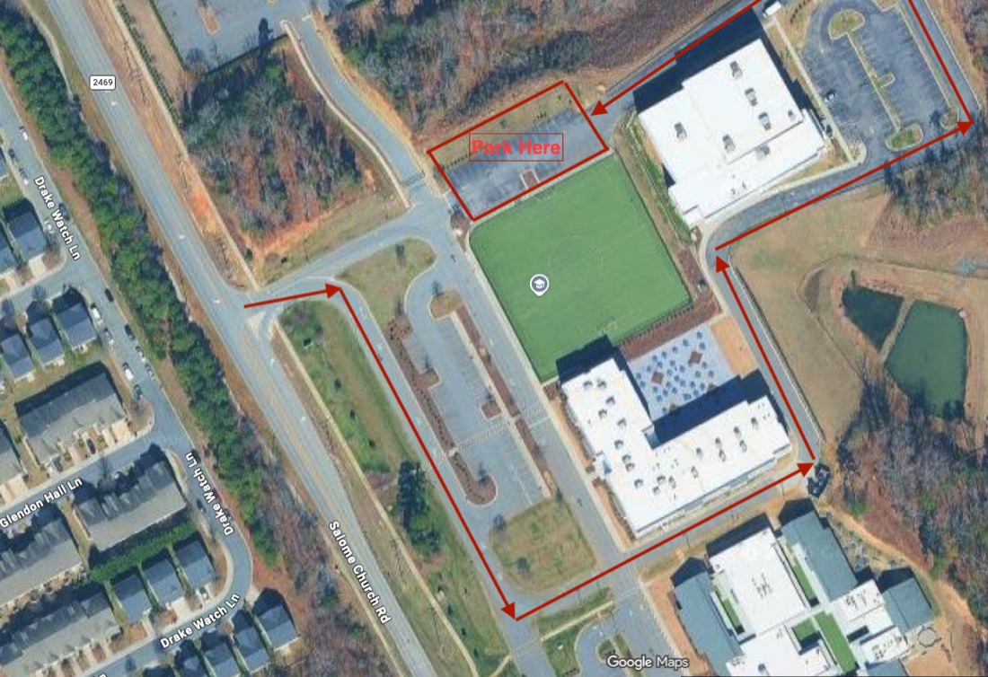 Carline route map — park at the turf field